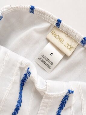 Rachel Zoe White Blouse with Blue Stitching